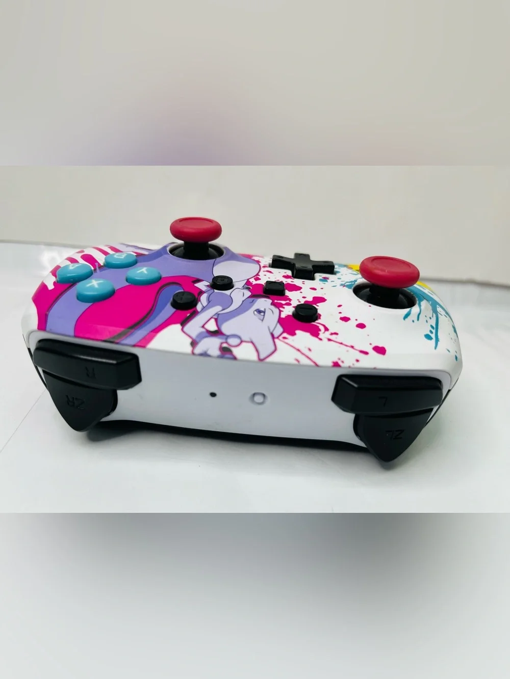 White Pikachu & Mewtwo Themed Wireless Game Controller with Pink Accents